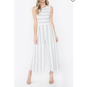 Grey and white stripe jumpsuit